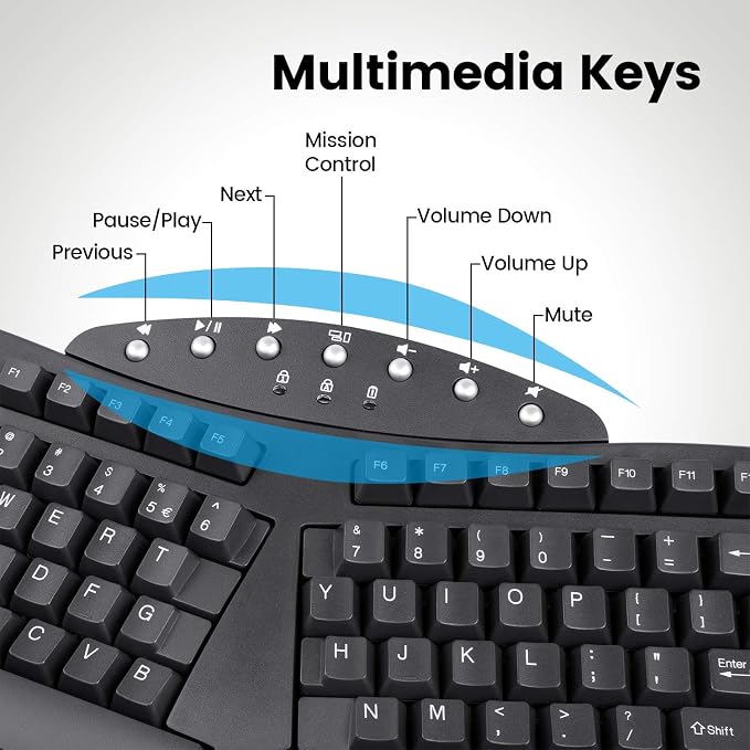 Perixx Periboard-612B Wireless Ergonomic Split Keyboard - Image 7