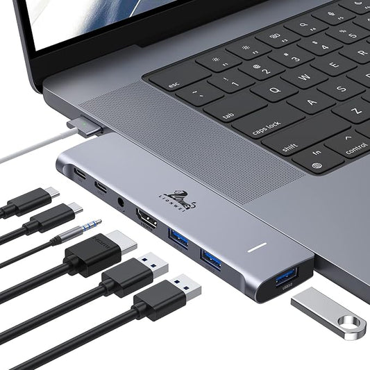 USB C Hub Adapter for MacBook Pro/Air M1M2M3 2022 2021 2020 13"15"16", 100W by LIONWEI