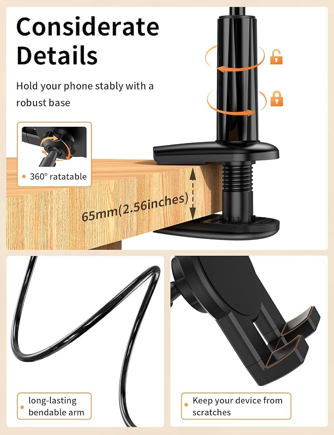 Tablet Stand, Kindle Holder for Reading in Bed, Phone Holder for Bed Desk - Image 6