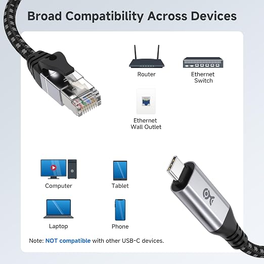 Cable Matters Plug & Play Braided USB C to Ethernet Cable - 3ft - Image 7