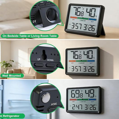 Digital Hygrometer Indoor Thermometer, Clock - Image 5