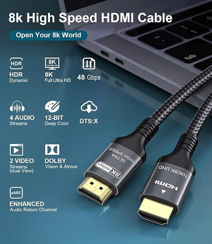 Certified 10K 8K HDMI 2.1 Cable 6.6 FT, 48Gbps Ultra High Speed HDMI Cable - Image 8