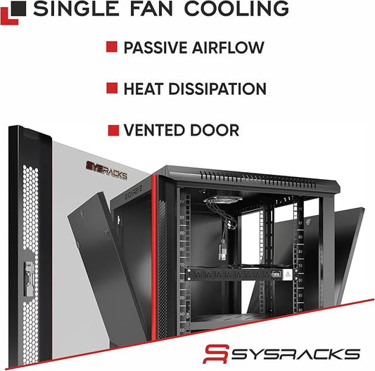 22U Wall Mount Server Rack Cabinet – 19" Network Rack Enclosure, PDU & Shelf - Image 2