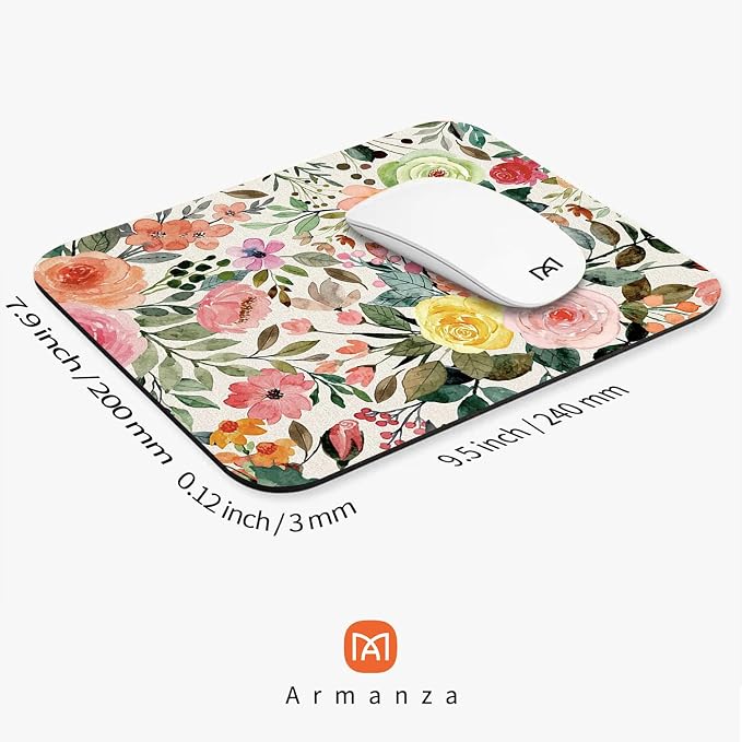 Square Mouse Pad Watercolour Floral, Personalized Premium-Textured Custom Mouse - Image 2