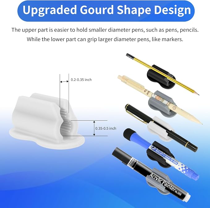 12PCS Pen Holder for Desk, Upgraded Adhesive Pen Pencil Holder for Desk Wall - Image 3
