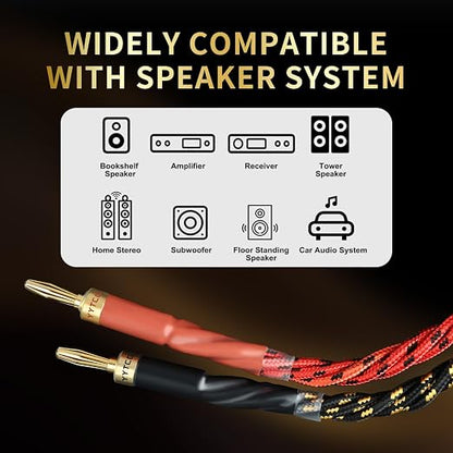 12 AWG Audiophile HiFi Speaker Audio Cable–4N OFC Core, 24K Gold-Plated Banana - Image 7