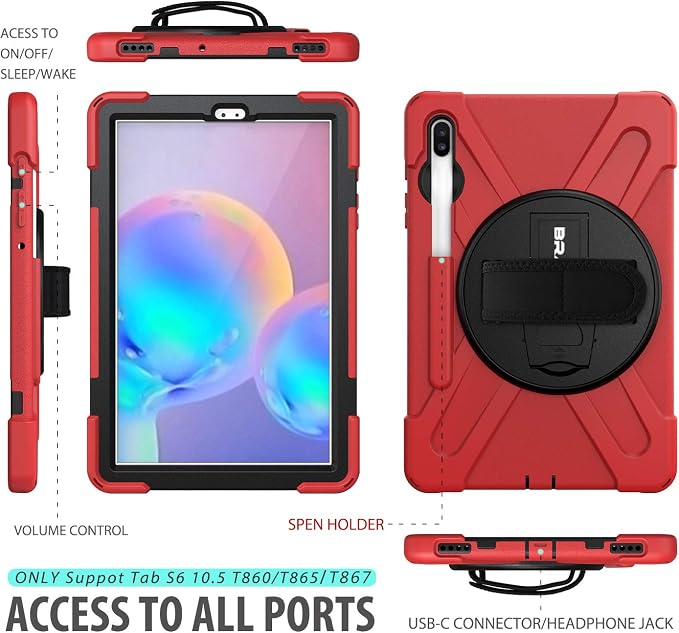 BRAECN for Galaxy Tab S6 Case, Three Layers Heavy Duty Shockproof Case - Image 2