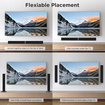 MZEIBO Sound Bar for Smart TV, 80W Bluetooth Soundbar 2 in 1 Detachable Design - Image 4