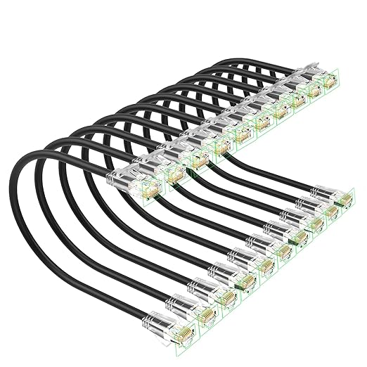 Cat 6 Patch Cables 2 feet, Slim Cat6a Ethernet Patch Cable 10Gbps 550Mhz by Unknown