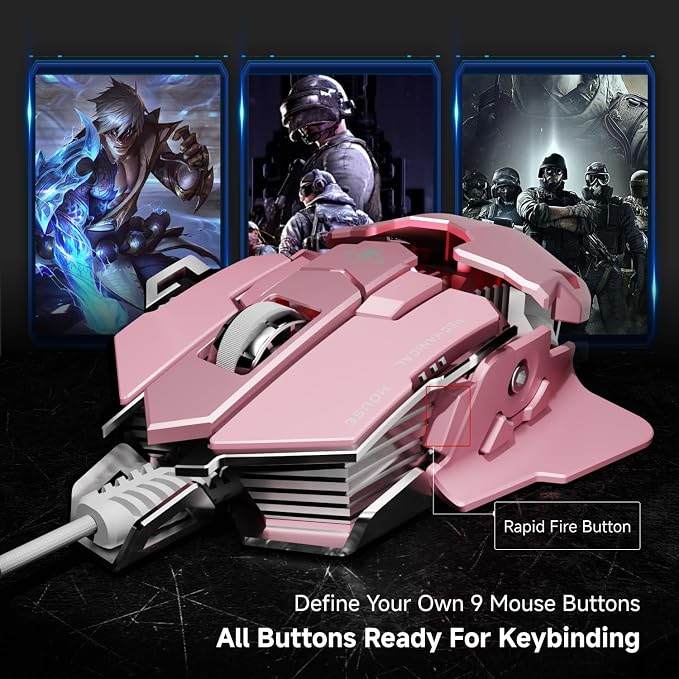 EWEADN G5 Wired Gaming Mouse, Ergonomic RGB Computer Mouse, 12800 Adjustable DPI - Image 5