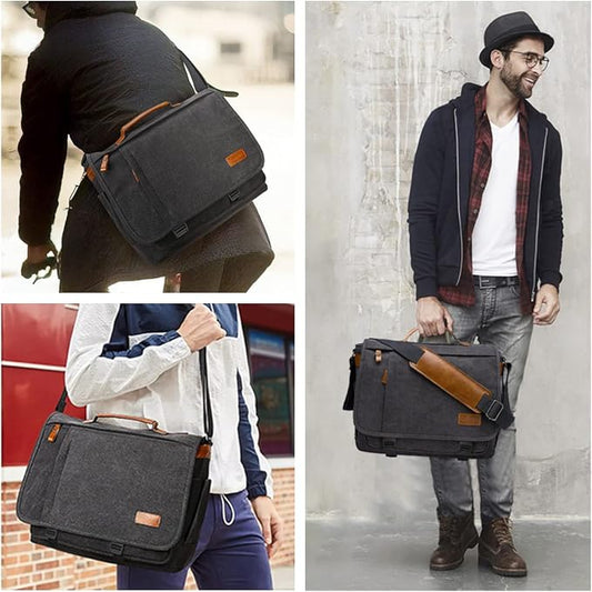 ESTARER Computer Messenger Bag 15-15.6 inch, Water-resistant Canvas Work Bag - Image 2