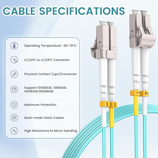OM3 LC to LC Fiber Patch Cable, 10Gb/40Gb Multimode Duplex 50/125µm, LSZH 2.0mm - Image 4
