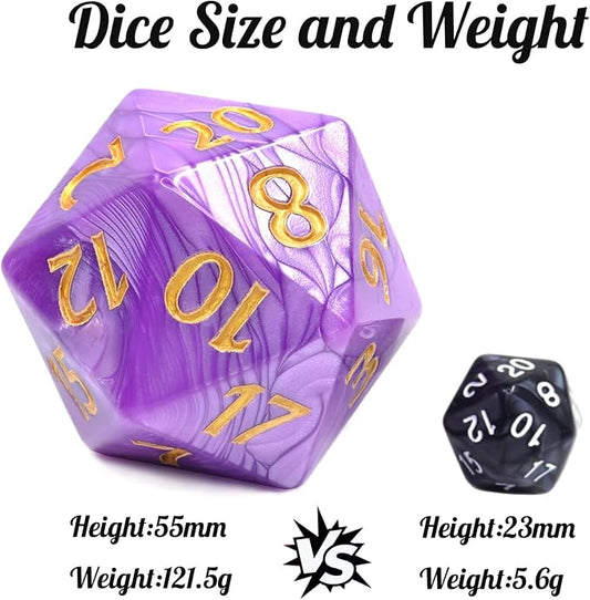 20 Sided DND Dice, D20 Giant Polyhedral Dice, 55mm Titan Large Pearl Color D20 - Image 2