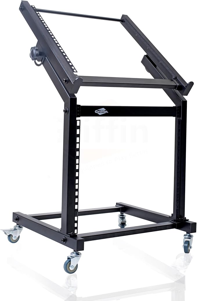 GRIFFIN 19U Rack Mount Rolling Stand & Adjustable Mixer Platform Rails – Cart by Griffin