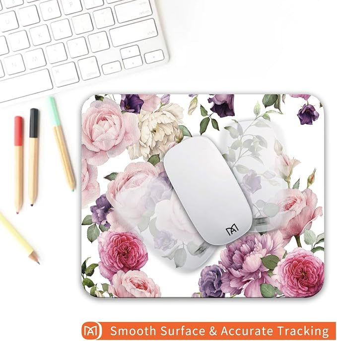 Square Mouse Pad Floral Roses, Personalized Premium-Textured Custom Mouse Mat - Image 4