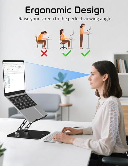 Aluminum Laptop Stand for Desk – Adjustable Ergonomic Laptop Riser, Foldable & - Image 3