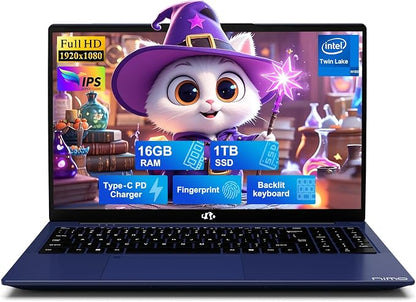 NIMO 15.6" FHD IPS Laptop, Intel N150, 16GB RAM 1TB SSD, Backlit Keyboard by Nimo
