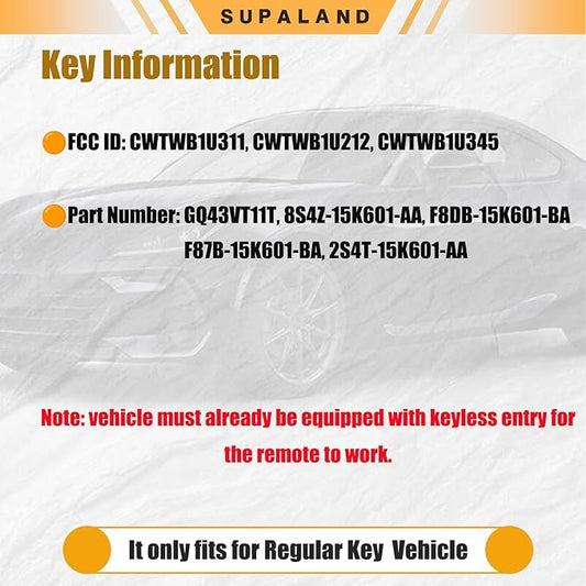 SUPALAND Key Fob Keyless Entry Fits - Image 2