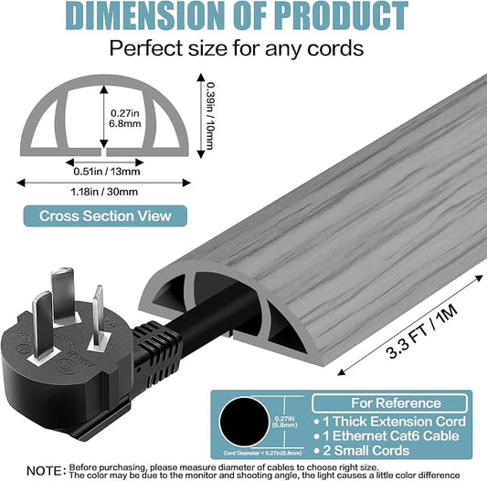 Floor Cord Cover Self Adhesive Cord Hider, 3.3FT Cable Management, Extension - Image 2