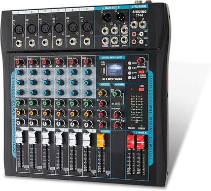 Audio Mixer, 6 Channel Board Mixer by SIKUING