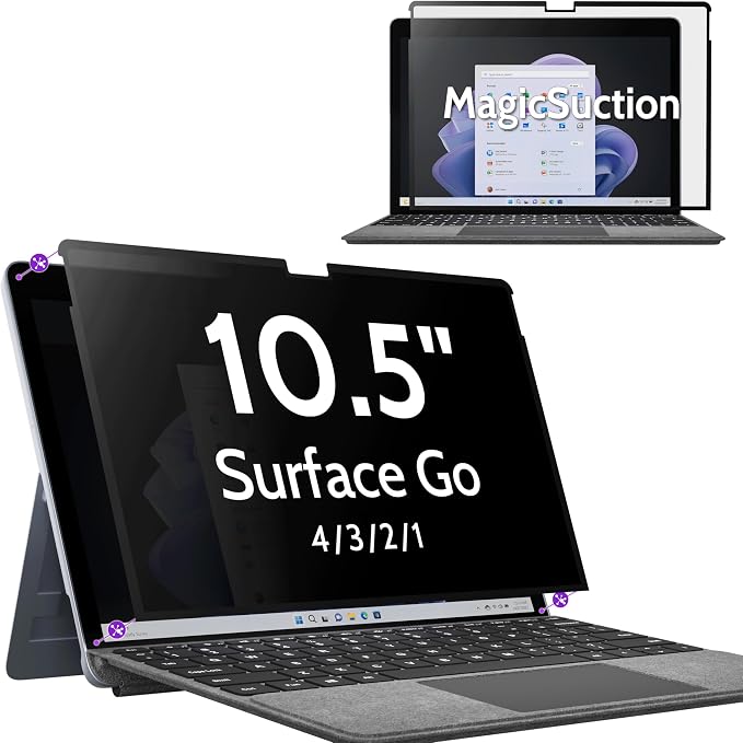 Privacy Screen for 10.5 Inch Surface Go 4/3/2/1, MagicSuction™ Removable Anti by peslv