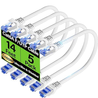 Cat6A Ethernet Cable Shielded 10Gbps 14 ft, Slim Shielded Ethernet Cable Cat 6 by Unknown