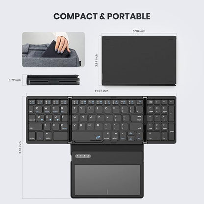 Foldable Bluetooth Keyboard, Portable Full Size Folding Keyboard - Image 7
