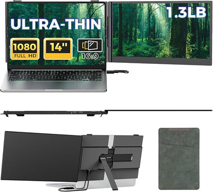 Laptop Screen Extender, Ultra-Thin 0.17" & 1.3lbs Lightweight, Plug & Play Dual by Redalf