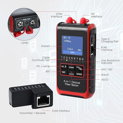 4 in 1 Optical Power Meter Network Tester FC/SC/ST Universal Interface Fiber - Image 6
