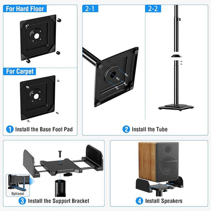 MOUNTUP Universal Speakers Stands Pair 34" to 43.3" Height Adjustable Holds - Image 8