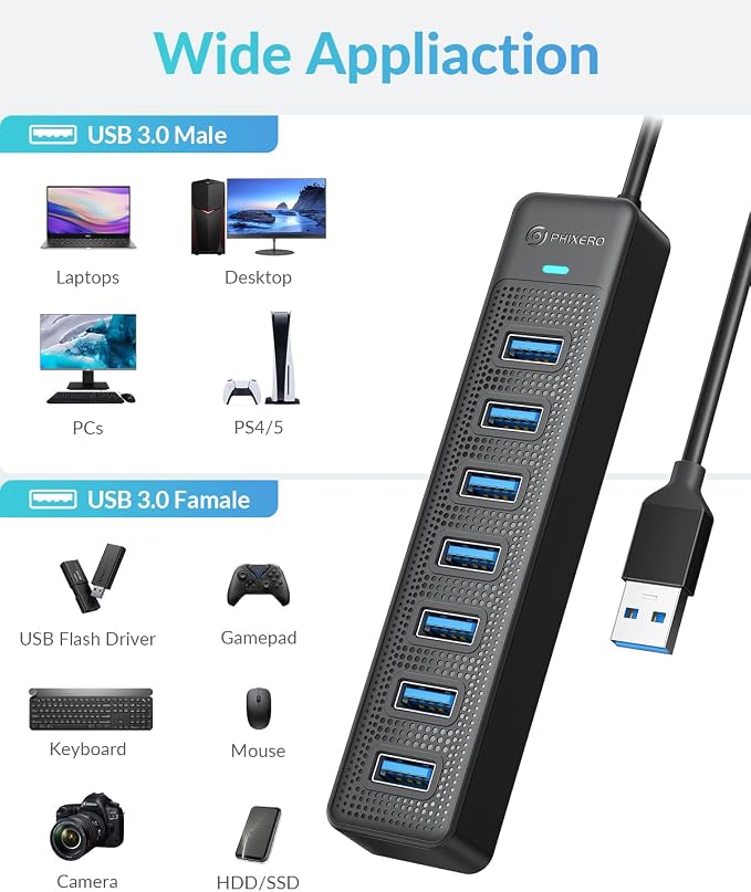 PHIXERO 7 Port USB Hub 3.2 - Image 7