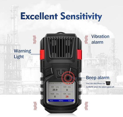 4 Gas Monitor Multi Gas Detector EX O2 H2S Monitor Clip on, 3000mAh - Image 5