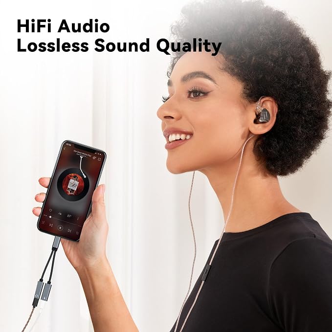 Dual USB C Audio Adapter and Charger Audio Adapter, 2 in 1 Hi-Res 16bit/48kHz - Image 5