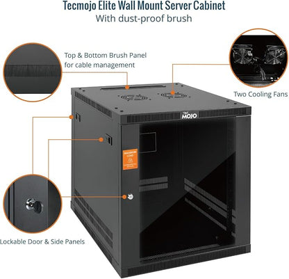 Tecmojo 12U Wall Mount Rack Cabinet, Heavy-Duty 176 Lbs High Load Capacity - Image 4
