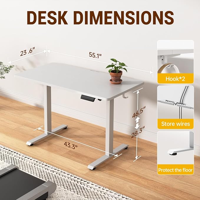 Veken 47.2 Inch Large Electric Standing Desk, Heights Adjustable, Sit to Stand - Image 3