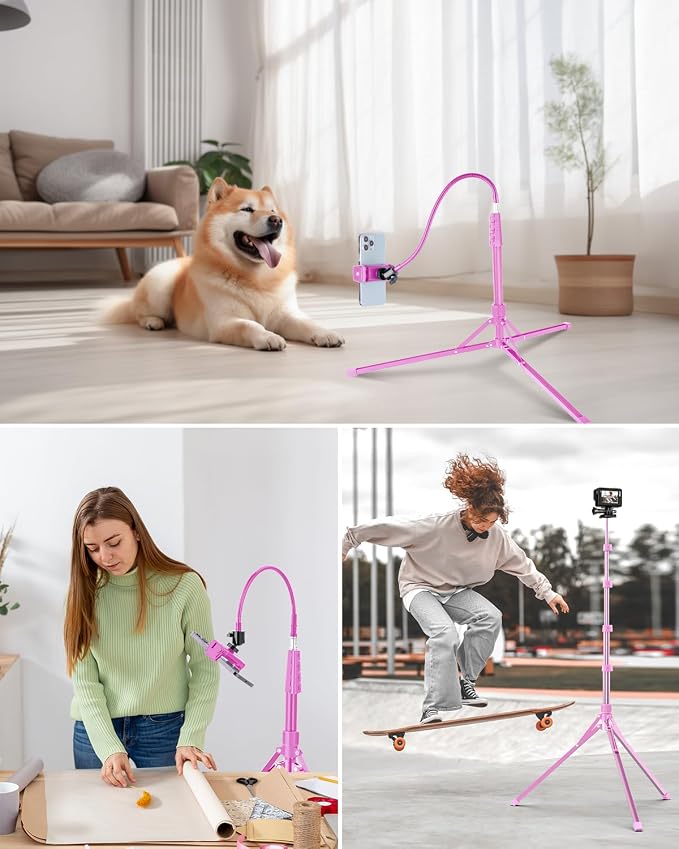 Aureday Phone Tripod, Remote and Phone Holder, Overhead & Selfie Stick - Image 7