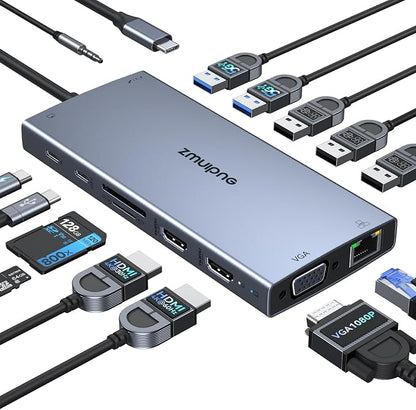 USB C Docking Station Dual Monitor 15 in 1 Laptop Docking Station Triple Display - Image 9