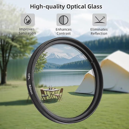 10 in 1 Cell Phone Camera Lens Kit, 52MM Clip-On CPL Phone Camera Lens Filter - Image 2