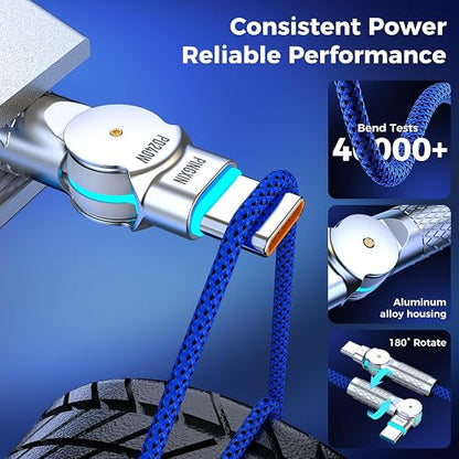 USB C to USB C Cable 6.6ft, 240W 2-Pack Braided 180°Rotating Type C Charging - Image 6