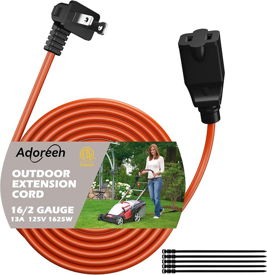 90 Degree 2 Prong Polarized Outdoor Power Extension Cord 75 FT, Angled by Adoreen