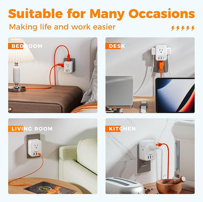 USB Charger Block, TESSAN Outlet Extender Surge Protector - Image 7