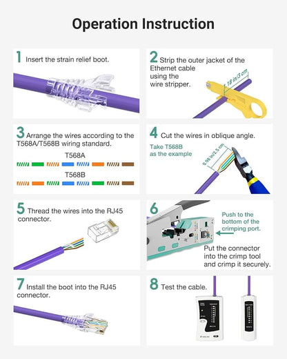 VCELINK RJ45 Crimp Tool Kit for CAT7/6A/6/5E/5, Upgraded Network Tool Set - Image 8
