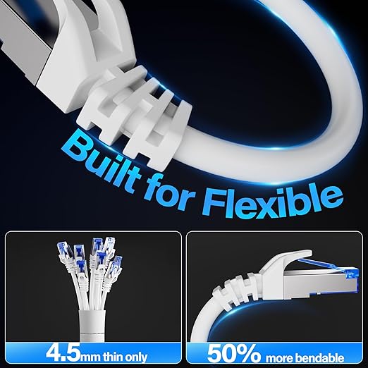 Cat6A Ethernet Cable Shielded 10Gbps 14 ft, Slim Shielded Ethernet Cable Cat 6 - Image 4