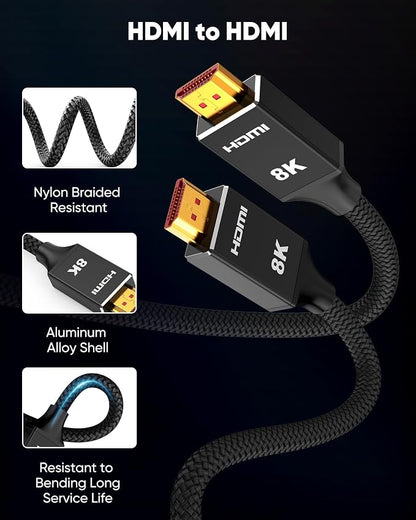 Capshi 2ft 8K 4K@120Hz HDMI Cable 2.1, 48Gbps High Speed Cord - Image 7