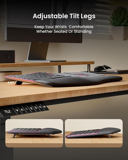 ProtoArc Ergonomic Wireless Keyboard Mouse, EKM01 Plus Full Size Ergo Bluetooth - Image 4