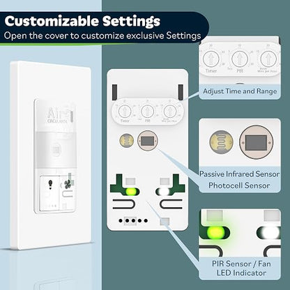 TOPGREENER Dual Load Air Circulator Switch, Infrared PIR Motion Sensor Timer - Image 2