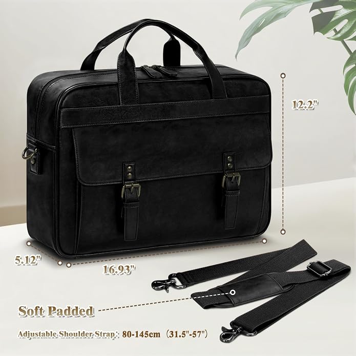 RAINSMORE Messenger Bag for Men 16 Inch Laptop Bag Vintage Leather Waterproof - Image 8