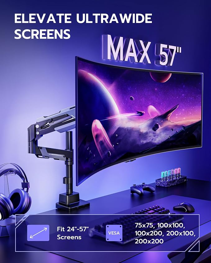 ARES WING Single Monitor Mount, Ultrawide Monitor Arm - Image 3