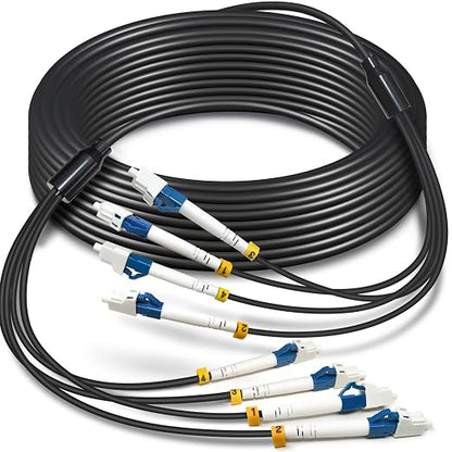 30 Meters 4 Core Industrial TPU LC to LC Outdoor Armored Fiber Optic Cable by YUTIANHOME
