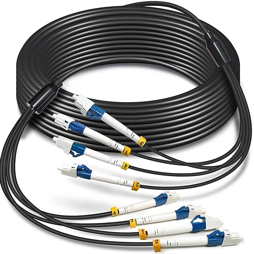10 Meters 4 Core Industrial TPU LC to LC Outdoor Armored Fiber Optic Cable by YUTIANHOME